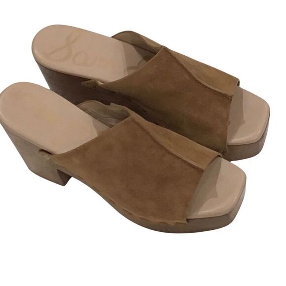 Brown Suede Clogs, Square-toe, Sam Edelman, Size 8.5 - Picture 5 of 12